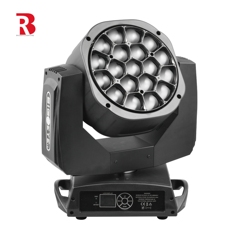 LED bewegende hoofdwas en rotatie 19x15W 4 in 1 Beeye Light voor podiumshow