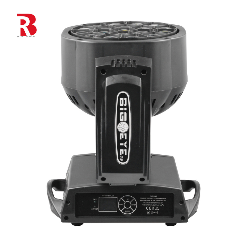 4 in 1 Bee Eye 19x15w Moving Head Light LCD kleurrijk scherm voor bruiloft
